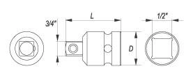 ADAPTER 1/2"-3/4" UDAROWY YT-1067-1613