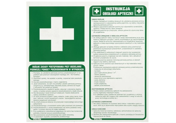ZNAK BEZPIECZEŃSTWA "INSTRUKCJA OBSŁUGI APTECZKI"-13779