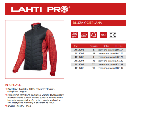 BLUZA ROBOCZA OCIEPLANA CZERWONO-CZARNA rozm.2XL-29575