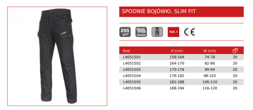 SPODNIE ROBOCZE BOJÓWKI CZARNE rozm.XL-28951