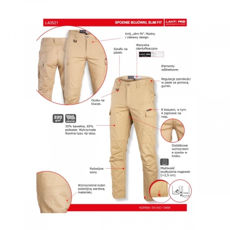 SPODNIE ROBOCZE BOJÓWKI SLIM FIT rozm. S-28926