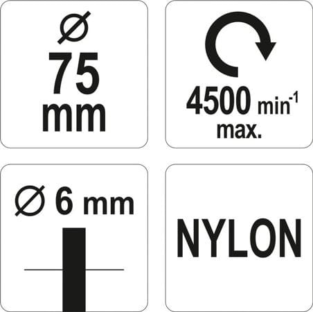 SZCZOTKA DOCZOŁOWA 75MM Z TRZPIENIEM 6 NYLON-24383