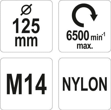 SZCZOTKA DOCZOŁOWA 125MM Z NAKR.M14 NYLON-24389