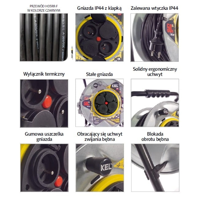 PRZEDŁUŻACZ BĘBNOWY 40M 3x2,5 HEAVY LINE PLASTROL-31023