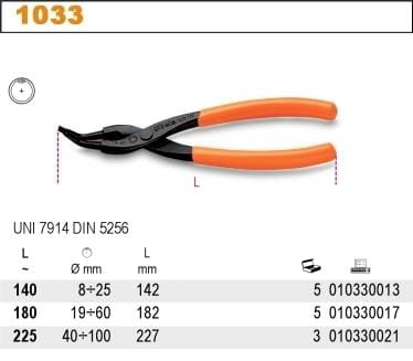 SZCZYPCE SEEGERA WEW.WYGIĘTE 180MM 1033/180-2822