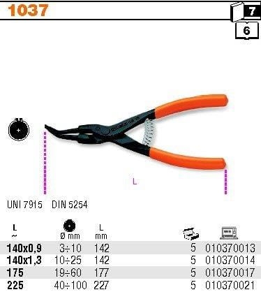 SZCZYPCE SEEGERA ZEW.WYGIĘTE 225MM 1037-225-6212