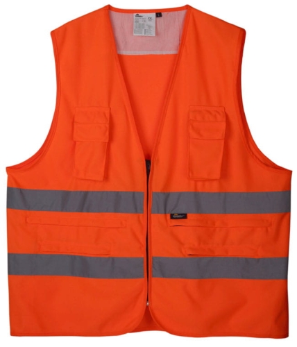 KAMIZELKA ROBOCZA OSTRZEGAWCZA KIESZENIE rozm.XL-14459