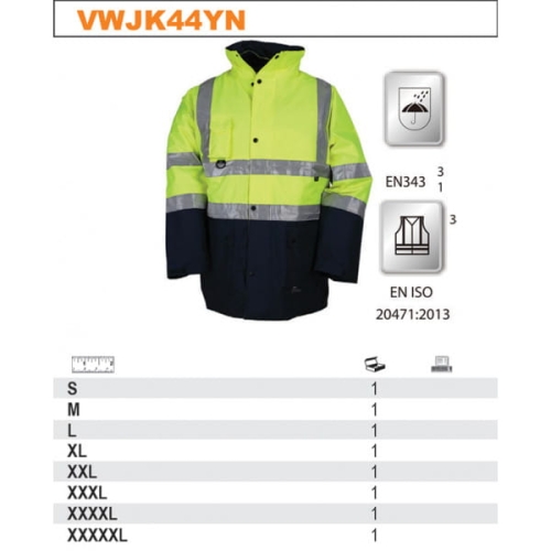 KURTKA ROBOCZA OSTRZEGAWCZA ŻÓŁ-GRA 5W1 rozm.3XL-23167