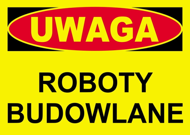 ZNAK BEZPIECZEŃSTWA "UWAGA ROBOTY BUDOWLANE"-14914