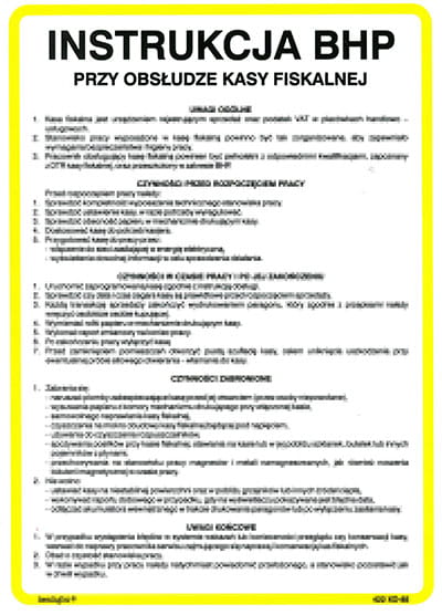 ZNAK "INSTRUKCJA BHP PRZY OBSŁUDZE KASY FISKALNEJ"-15547