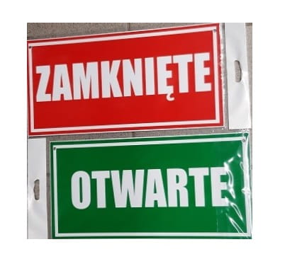 ZNAK INFORMACYJNY "OTWARTE/ZAMKNIĘTE"  -23510