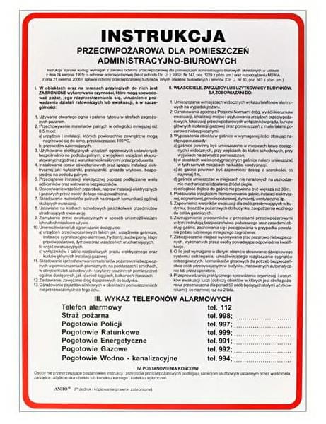 ZNAK "INSTRUKCJA PPOŻ POMIESZCZEŃ ADMIN-BIUROWYCH"-16263