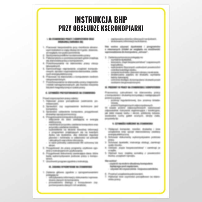 ZNAK "INSTRUKCJA BHP PRZY OBSŁUDZE KSEROKOPIARKI"-33536