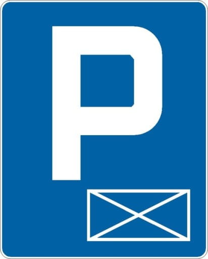 ZNAK DROGOWY NIEBIESKI 600X750 "PARKING" + UCHWYTY-15581