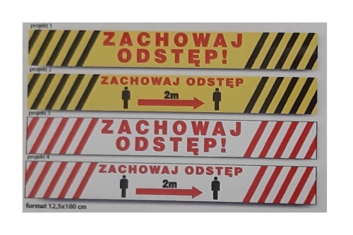 ZNAK PODŁOGOWY PAS 12,5X100CM "ZACHOWAJ ODSTĘP"-24474