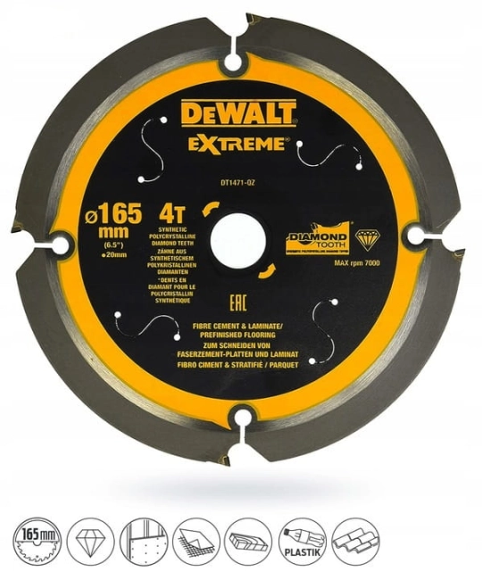 PIŁA TARCZOWA 165MM 20X 4ZĘBY DEWALT FIBER CEMENT-24354