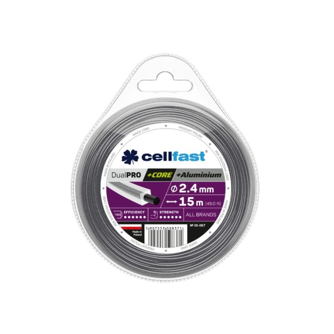 ŻYŁKA TNĄCA 2,4MMX15M KWADRATOWA Z RDZENIEM 35-067-46702