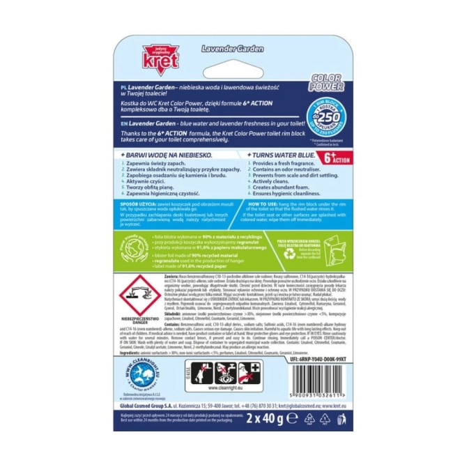 ZAWIESZKA DO WC 2X40G BARWIĄCA KRET LAWENDA-46254