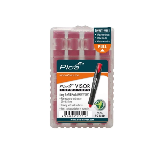 Wkłady wymienne do markera Pica Visor 990 Czerwony kolor - Pica 991/40